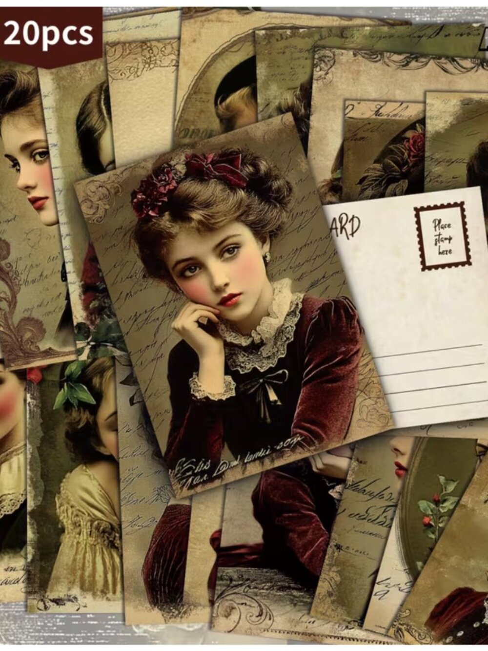 Postcards Vintage Victorian Girls Ladies Double-Sided Scrapbooking Junk Journal